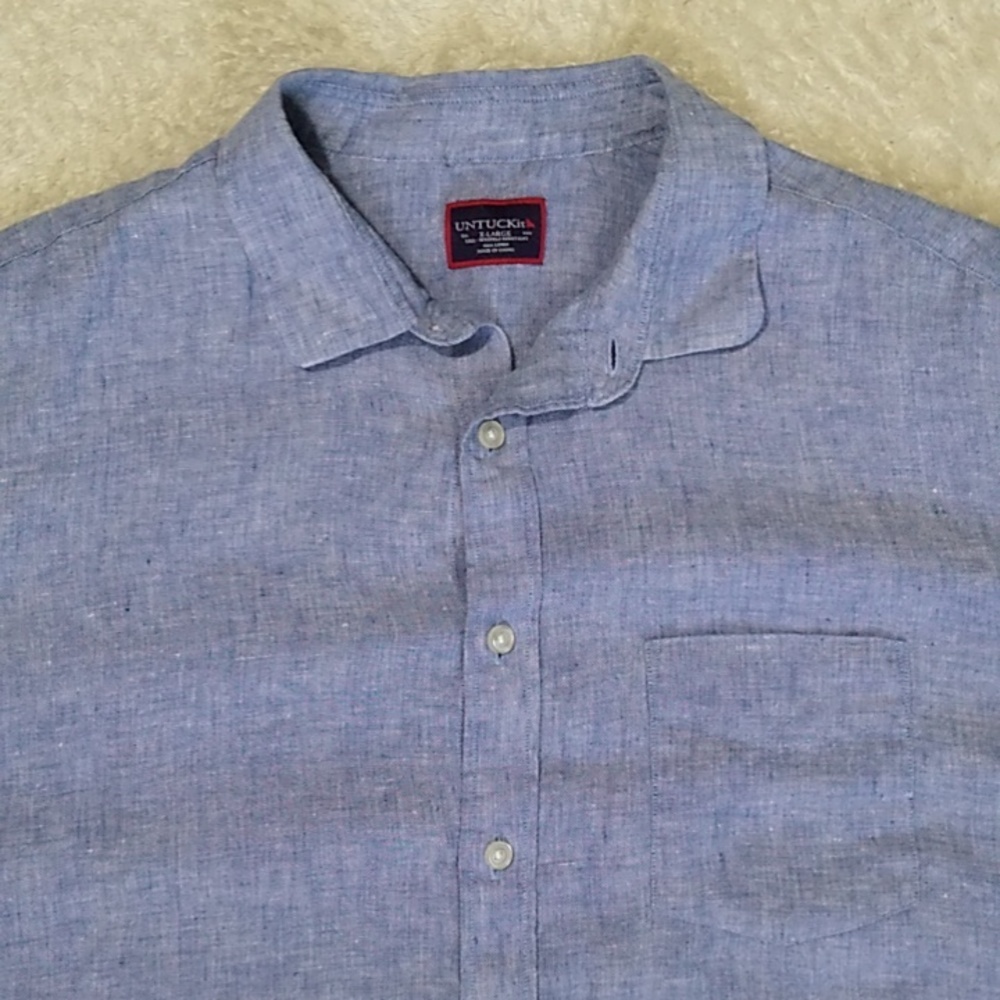 UNTUCKit Men's Casual Blue Button Down Shirt